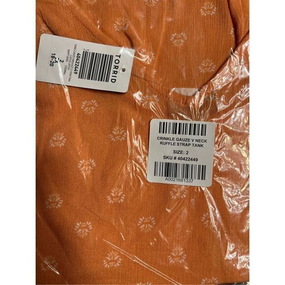 Torrid Washable Crinkle Gauze V-Neck Ruffle Strap Tank Sz 1 - Picture 7 of 7